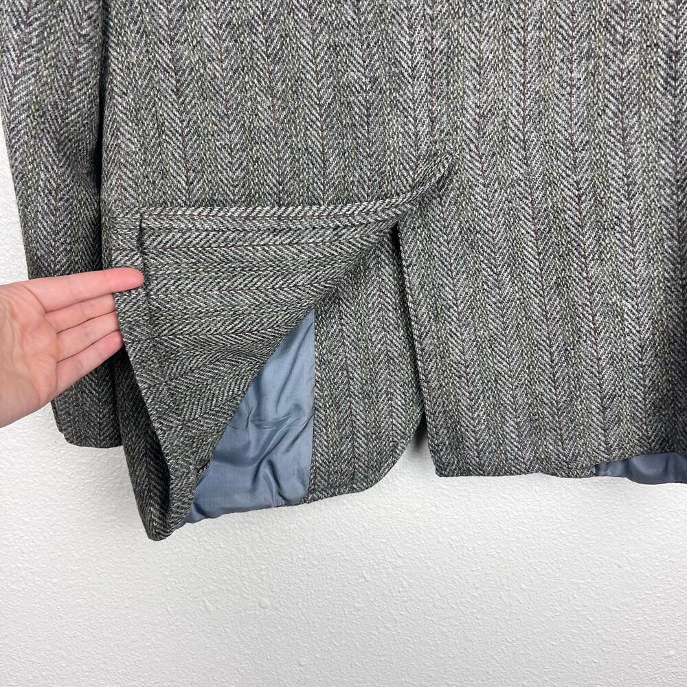 Harris Tweed Gray Herringbone Wool Blazer Sport Coat by Mawest Size Approx 40R - Picture 9 of 12
